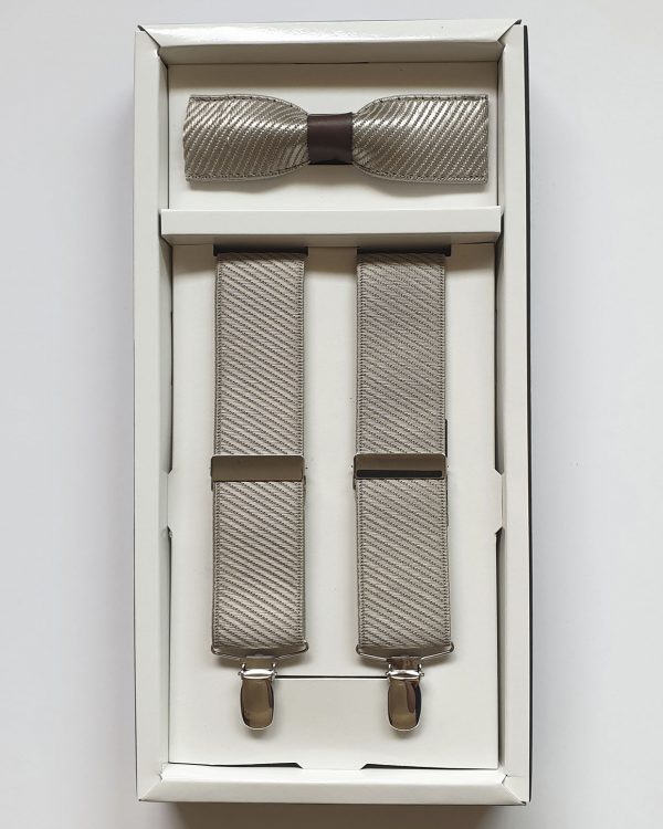 Conjunto tirantes y pajarita Beig