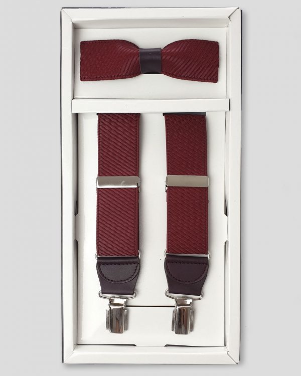 Conjunto tirantes y pajarita rojo y negro