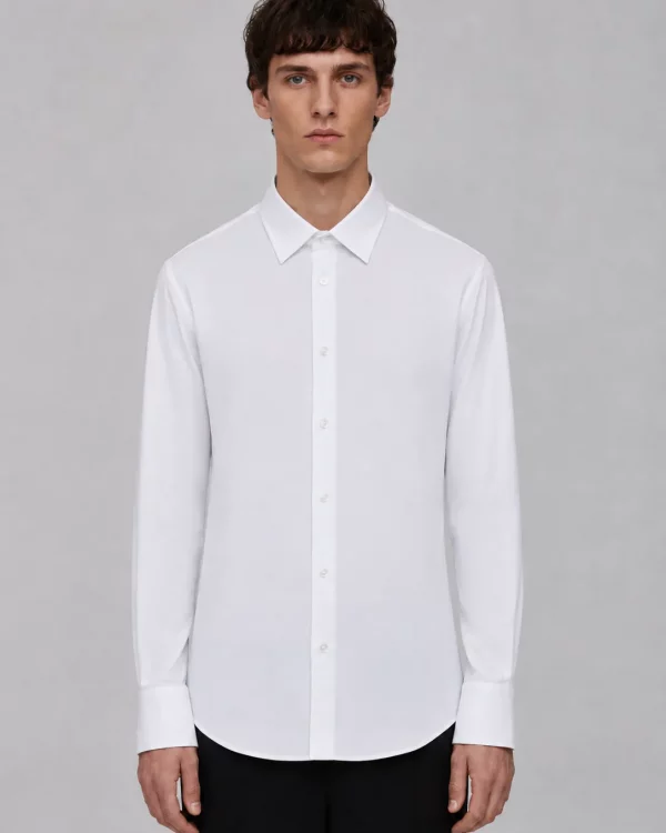 Camisa de vestir blanca corte regular tejido Megalax – Urban Collection