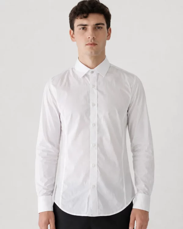 Camisa Blanca Slim Fit Elástica Hombre – Urban